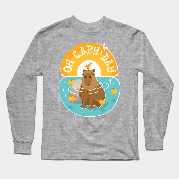 Oh Capy Day Long Sleeve T-Shirt by Mia_Valdez